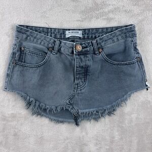 One Teaspoon 4040 Denim Skirt Womens Size 25 Blue‎ Distressed Cutoff Raw Hem